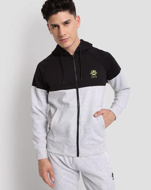 Colourblock Zip-Front Hoodie