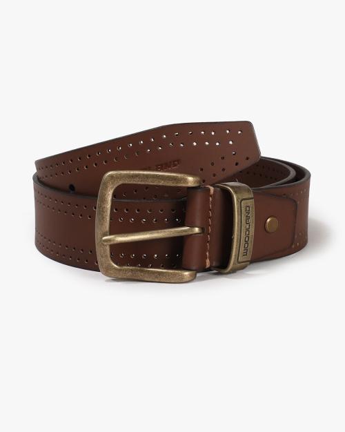 Perforated Belt with Metal Brand Print