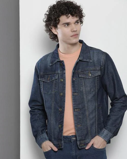 Lightly Washed Slim Fit Denim Jacket