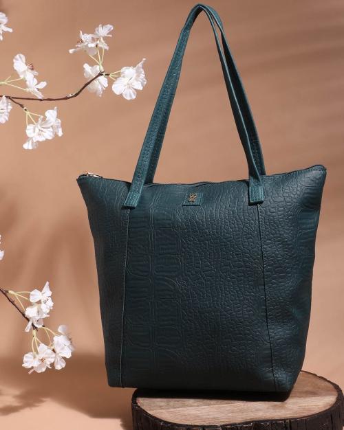 Tote Bag with Metal Logo Accent