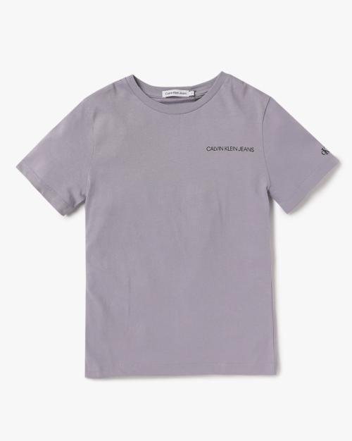 Boys Crew-Neck T-Shirt with Logo Print