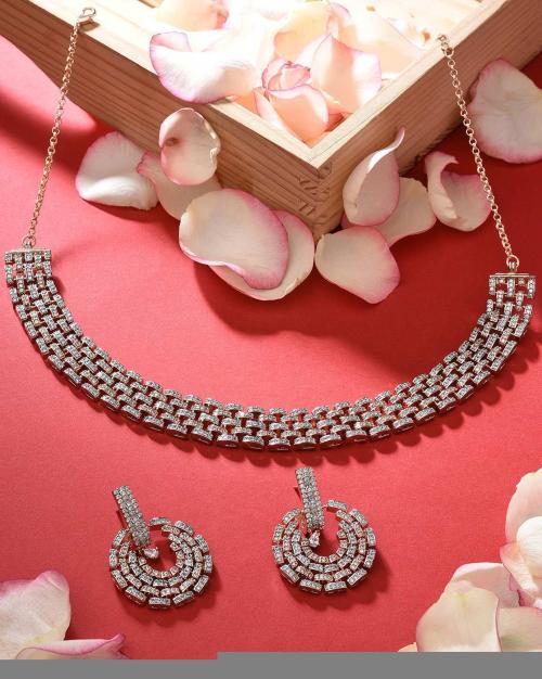 Dazzling Cubic Zirconia Necklace & Earring Set