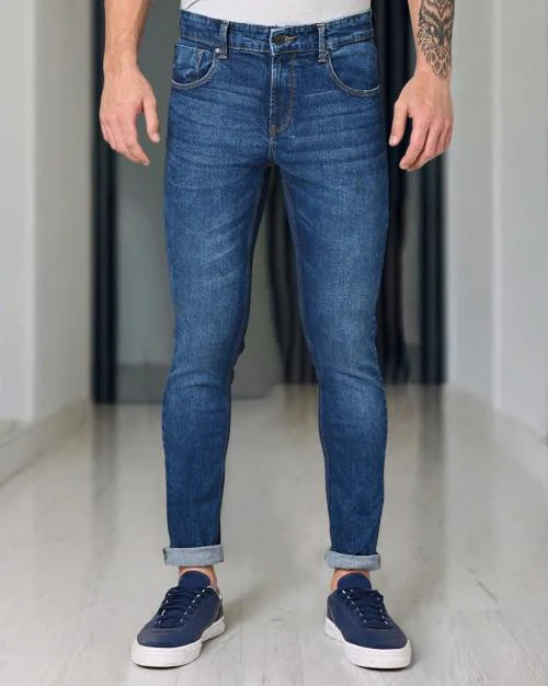 Lightly Washed Skinny Fit Jeans