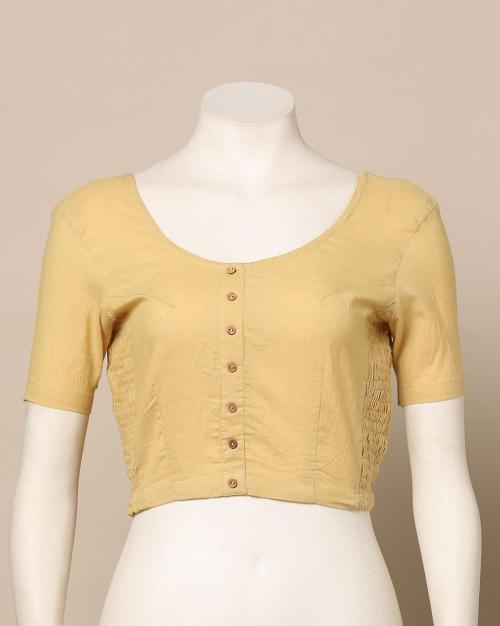 Solar Charkha Spun Handwoven Cotton Side Smocking Slip On Blouse