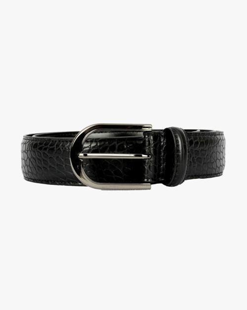 Croc-Embossed Belt with Buckle Closure