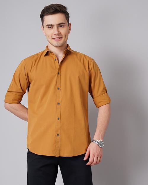 Men British Club Slim Fit Shirt with Spread Collar