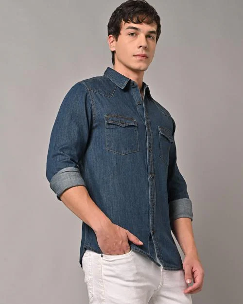 Men Denim Slim Fit Shirt