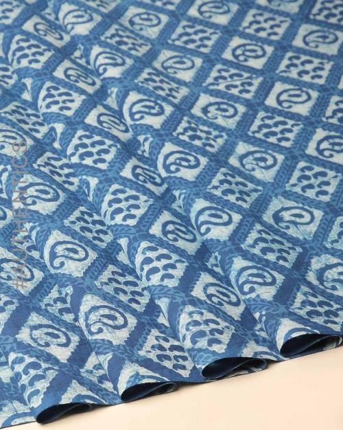 Akola Indigo Dabu Handblock Print Cotton Dress Material