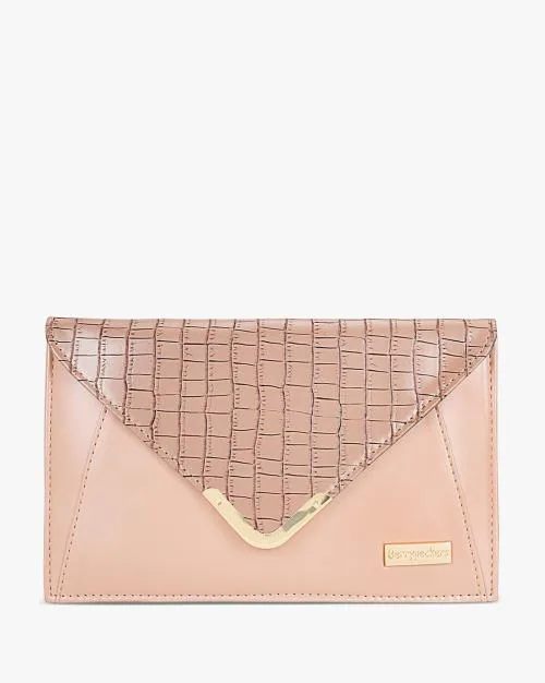 Envelope Clutch with Metal Logo Accent