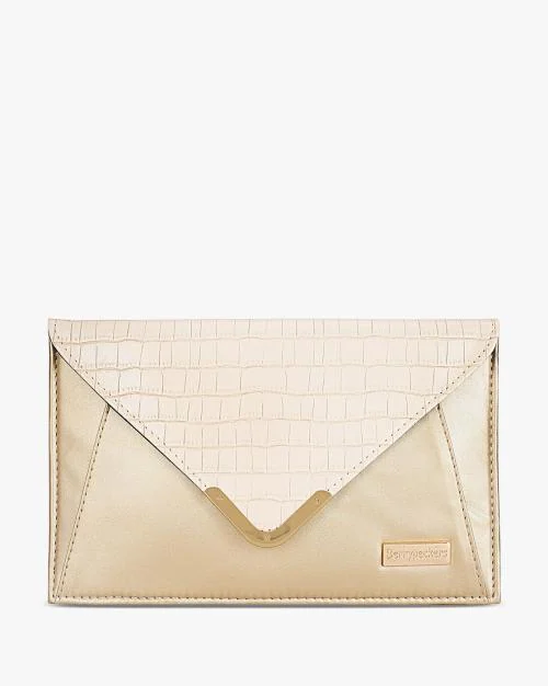 Envelope Clutch with Metal Logo Accent