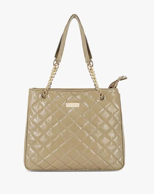 Quilted Shoulder Bag with Zip Closure