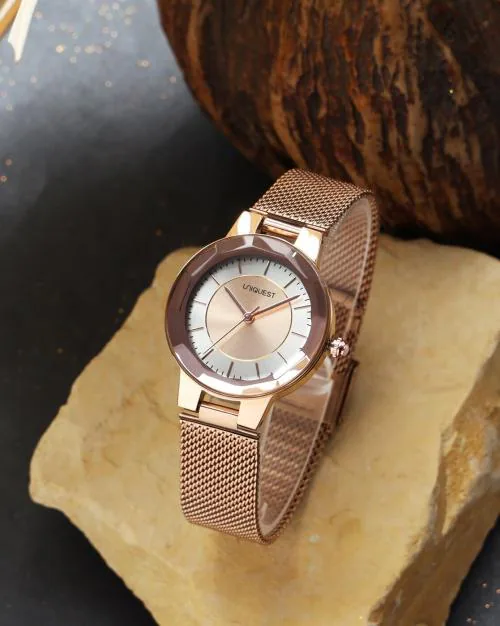 Black Dial Analogue Fashion Watch with Mesh Strap For Women