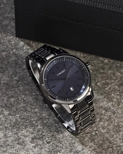 Blue Dial Analogue Fashion Watch with Date Function And Steel Strap for Men