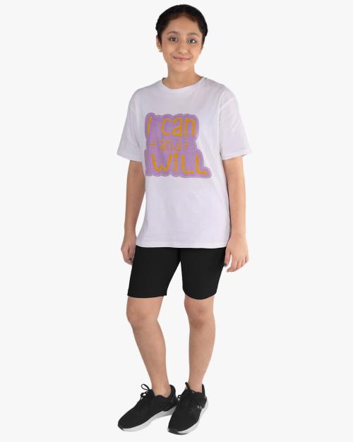 Typographic Print Round-Neck T-Shirt with Shorts