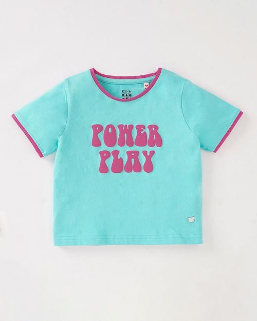 Girls Typographic Print Round-Neck T-Shirt