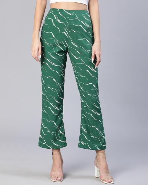 Printed Flat-Front Trousers