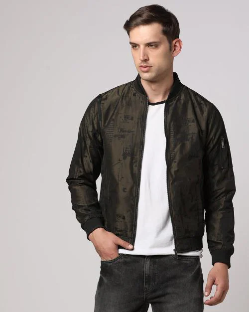 Camouflage Jacquard Bomber Jacket