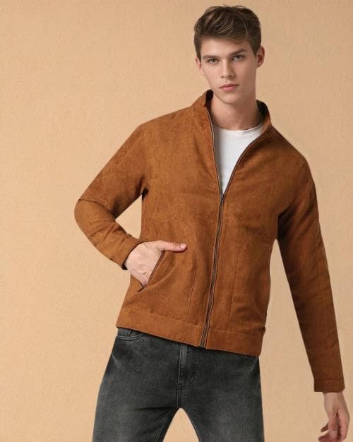 Regular Fit Zip-Front Biker Jacket