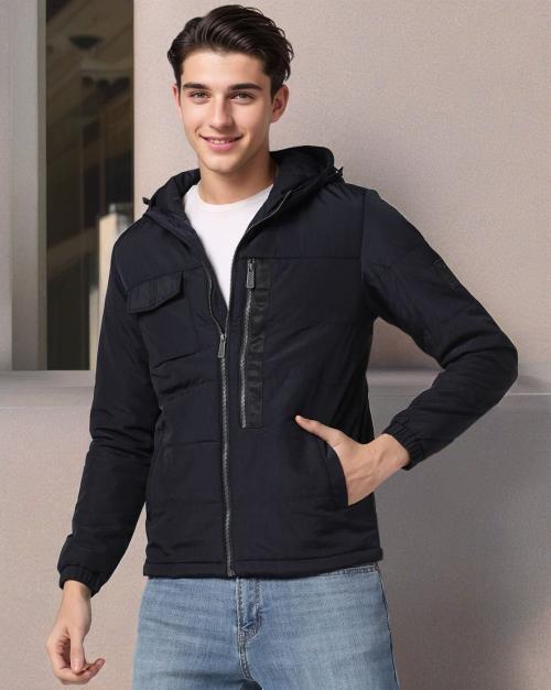 Men Regular Fit Hooded Puffer Jacket