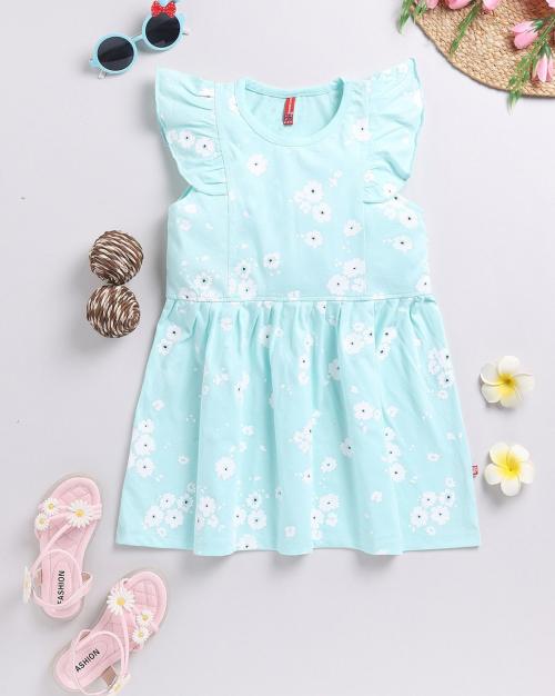 Girls Floral Print Fit & Flare Dress