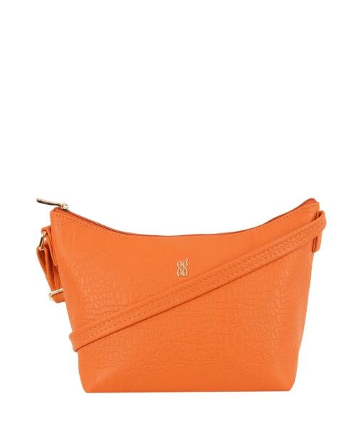 Women Croc-Embossed Hobo Bag with Adjustable Strap