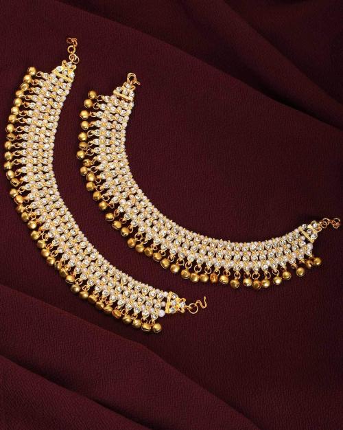 Pearl Studded Heavy Anklet with Gungroo