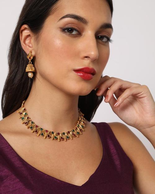 Pota Stone Gold Plated Necklace Set