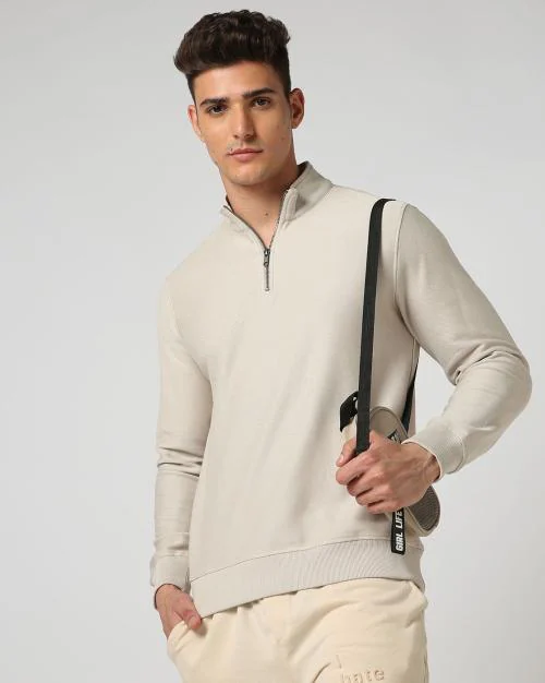Buy Half-Zip Structured Sweatshirt Online at Best Prices in India