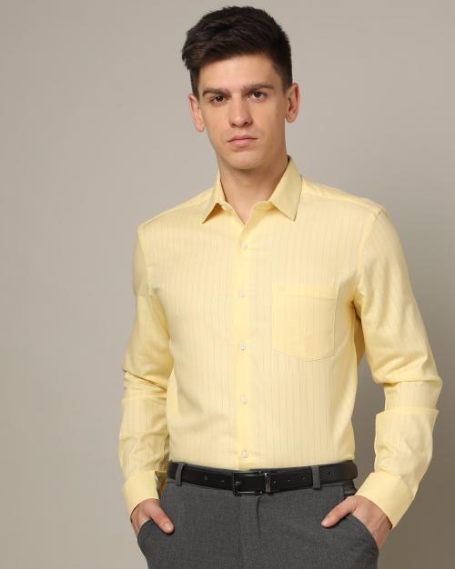 Men Striped Slim Fit Shirt with Patch Pocket