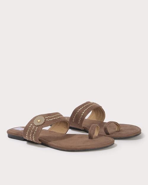 Handcrafted Suede Embellished Sandals