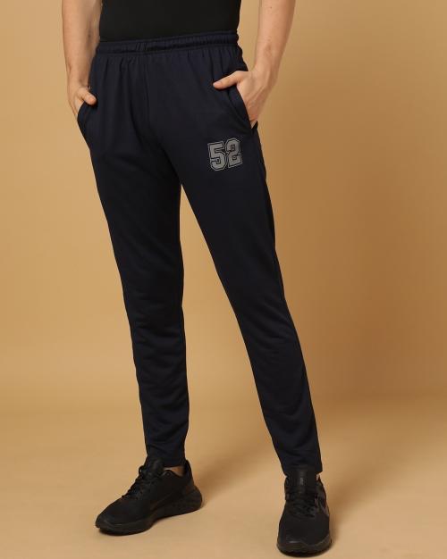Men Fitted Track Pants with Placement Print