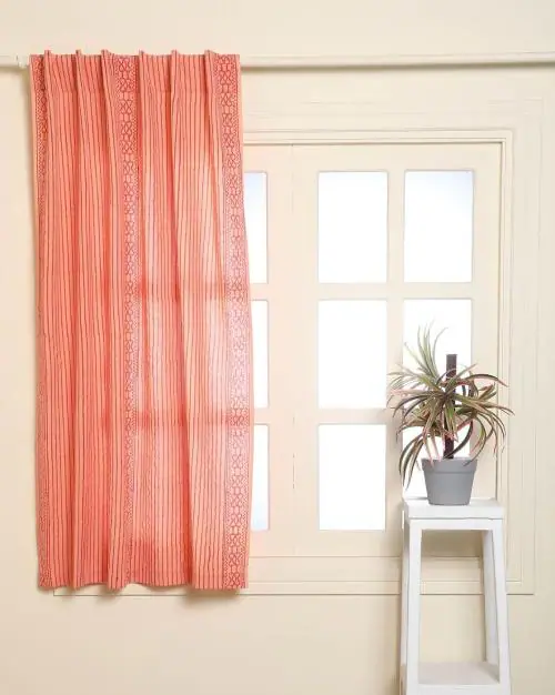 Buy Hand Dyed Handblock Print Cotton Window Curtain Online at Best