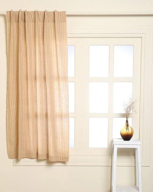Hand Dyed Hand-Block Print Cotton Window Curtain
