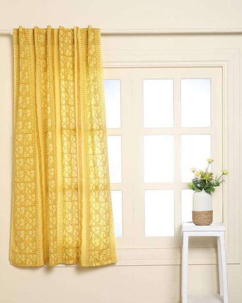 Buy HandDyed Handblock Print Cotton Window Curtain Online at Best