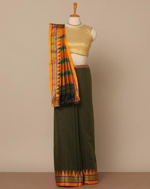 Dharwad Cotton Saree with Temple Border