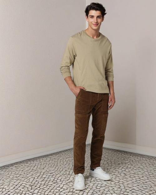 Men Loose Fit Corduroy Carpenter Pants