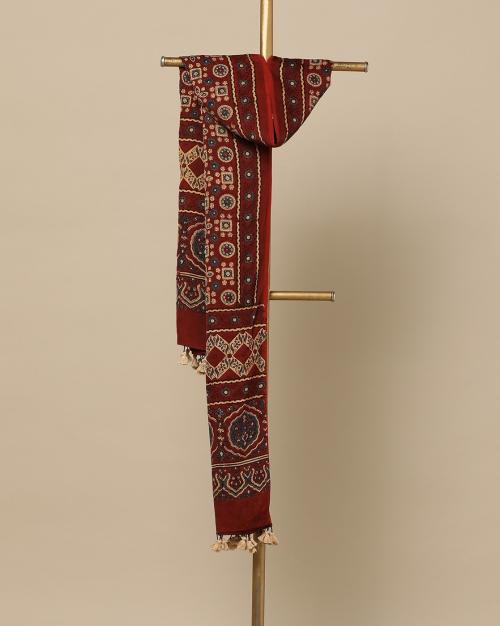 Kutch Handblock Print Ajrak Pure Modal Dupatta