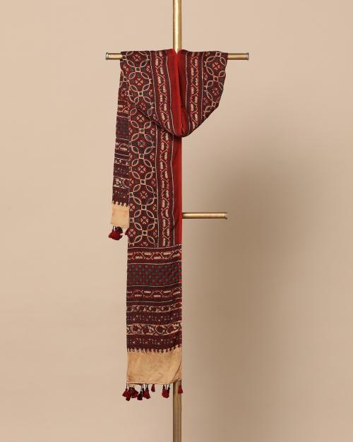Kutch Handblock Print Ajrak Pure Modal Dupatta