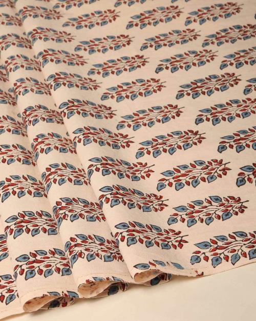 Kutch Handblock Print Ajrak Pure Cotton Blouse Fabric