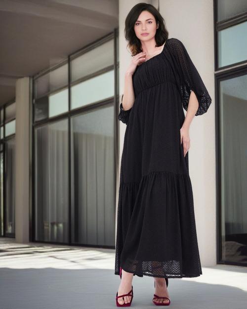 Square-Neck Tiered Dress