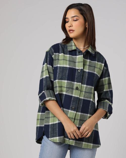 Checked Shacket with Patch Pockets