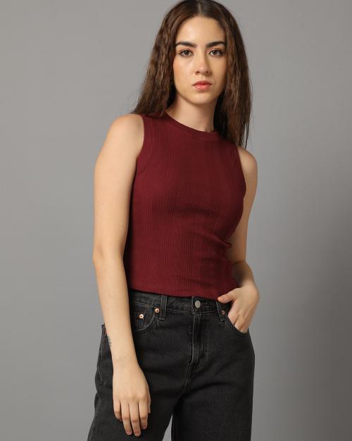 Women Ribbed Fitted Tabk Top