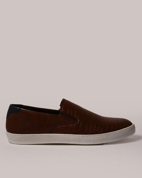 Men Croc-Embossed Slip-On Shoes