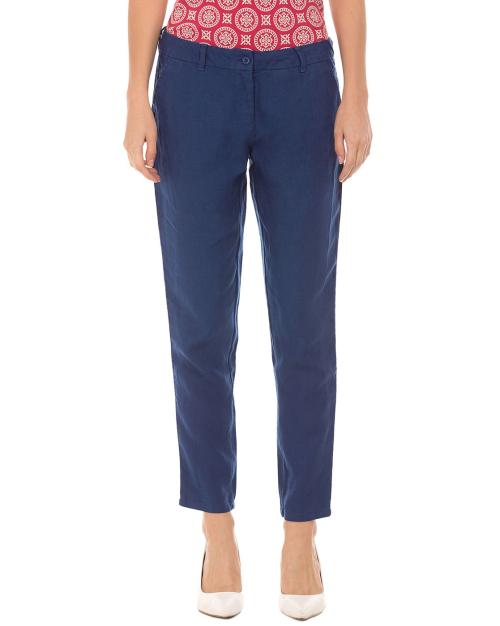 Flat-Front Skinny Fit Linen Trousers