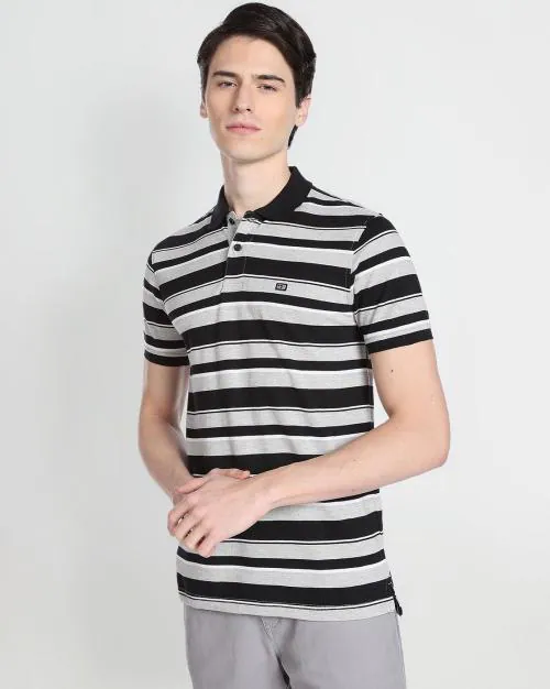 Men Horizontal Striped Regular Fit Polo T-Shirt