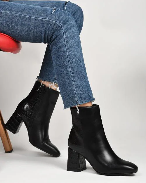 Women Ankle-Length Boots with Zip Closure