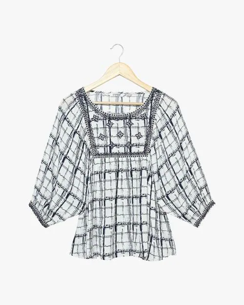 Women Checked Regular Fit Round-Neck Tunic
