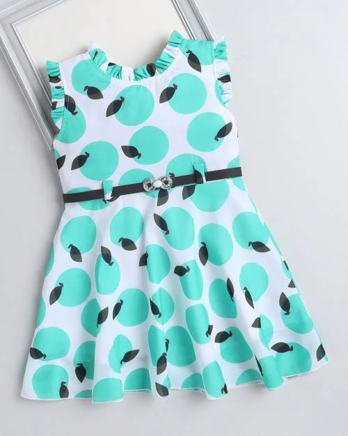 Fruit Print Fit & Flare Dress with Belt