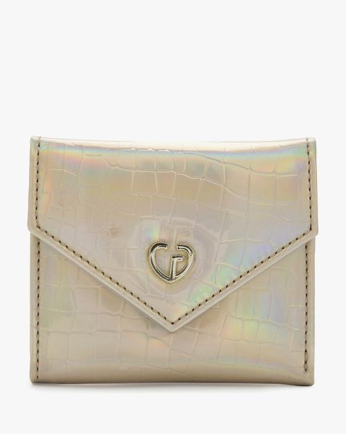 Women Croc-Embossed Tri-Fold Wallet