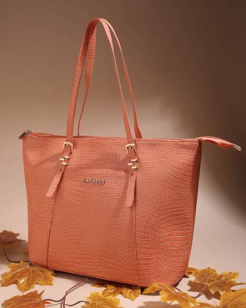 Women Croc-Embossed Tote Bag with Adjustable Strap